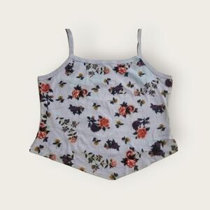 Vintage Y2k One Step Up blue floral print cropped pointed hem camisole